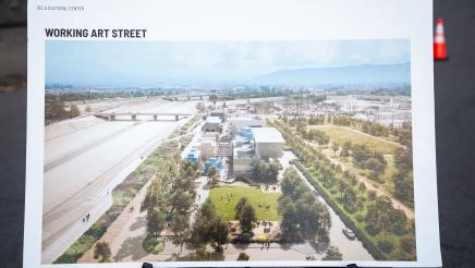 Rendering of future site on poster board