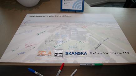 Southeast Los Angeles Cultural Center map with signatures
