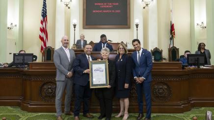 Asm. Solache, Speaker Rivas and other members honoring District 62's Woman of the Year