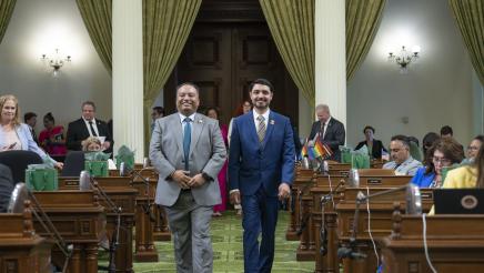 Asm. Solache escorting Sergio Comparan on the Assembly Floor